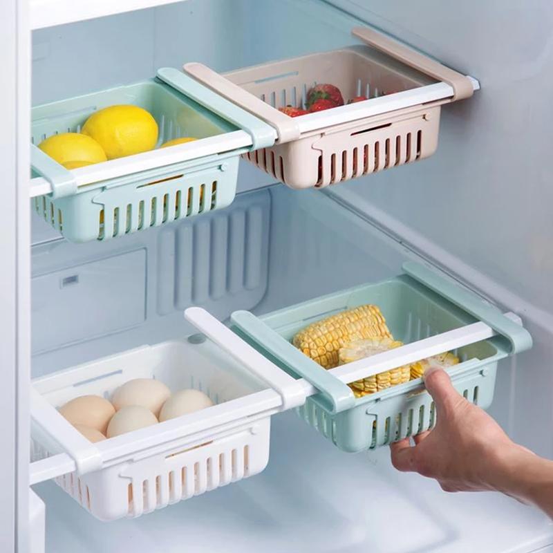 113 Adjustable Fridge Storage Basket Fridge Racks Tray Sliding Storage Racks (4 Pc Set) - Fynkkart