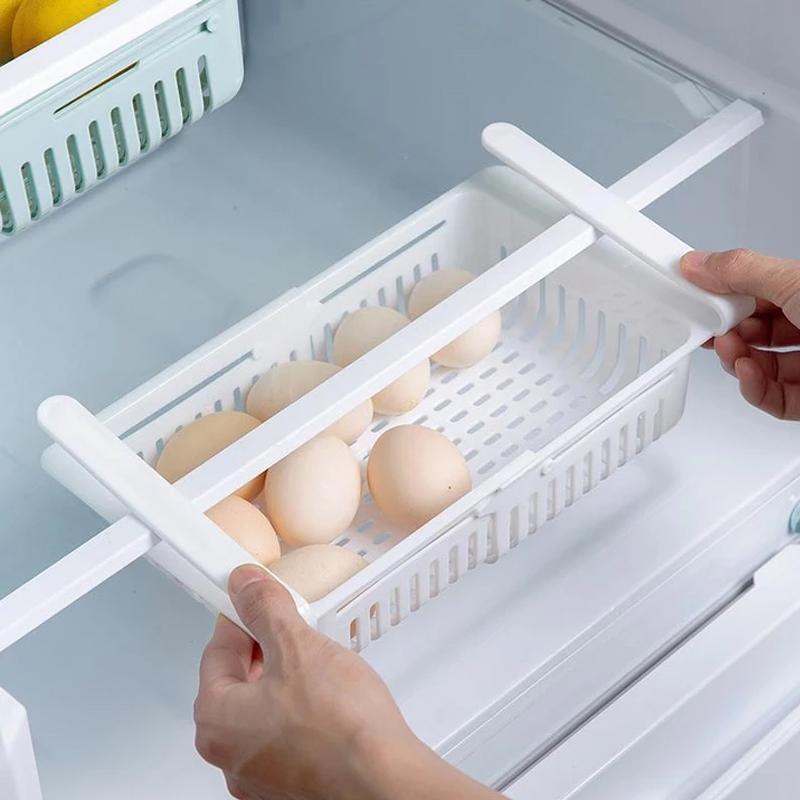 113 Adjustable Fridge Storage Basket Fridge Racks Tray Sliding Storage Racks (4 Pc Set) - Fynkkart