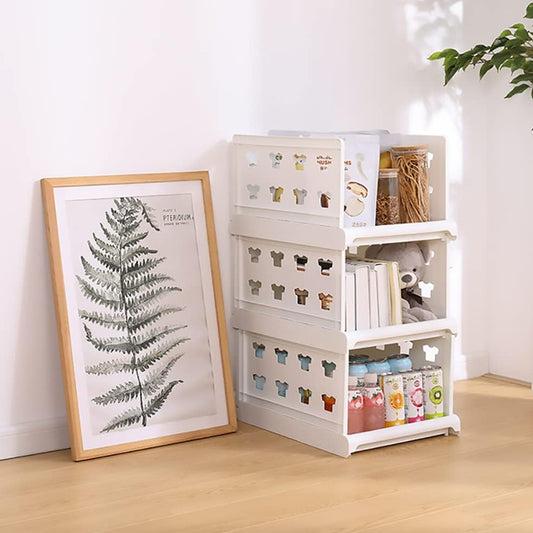 3 Layer Stackable Multifunctional Storage for Clothes Foldable Drawer Shelf Basket Utility Cart Rack Storage Organizer Cart For Kitchen Pantry Closet Bedroom Bathroom Laundry(3 Layer 1 Pc) - Fynkkart