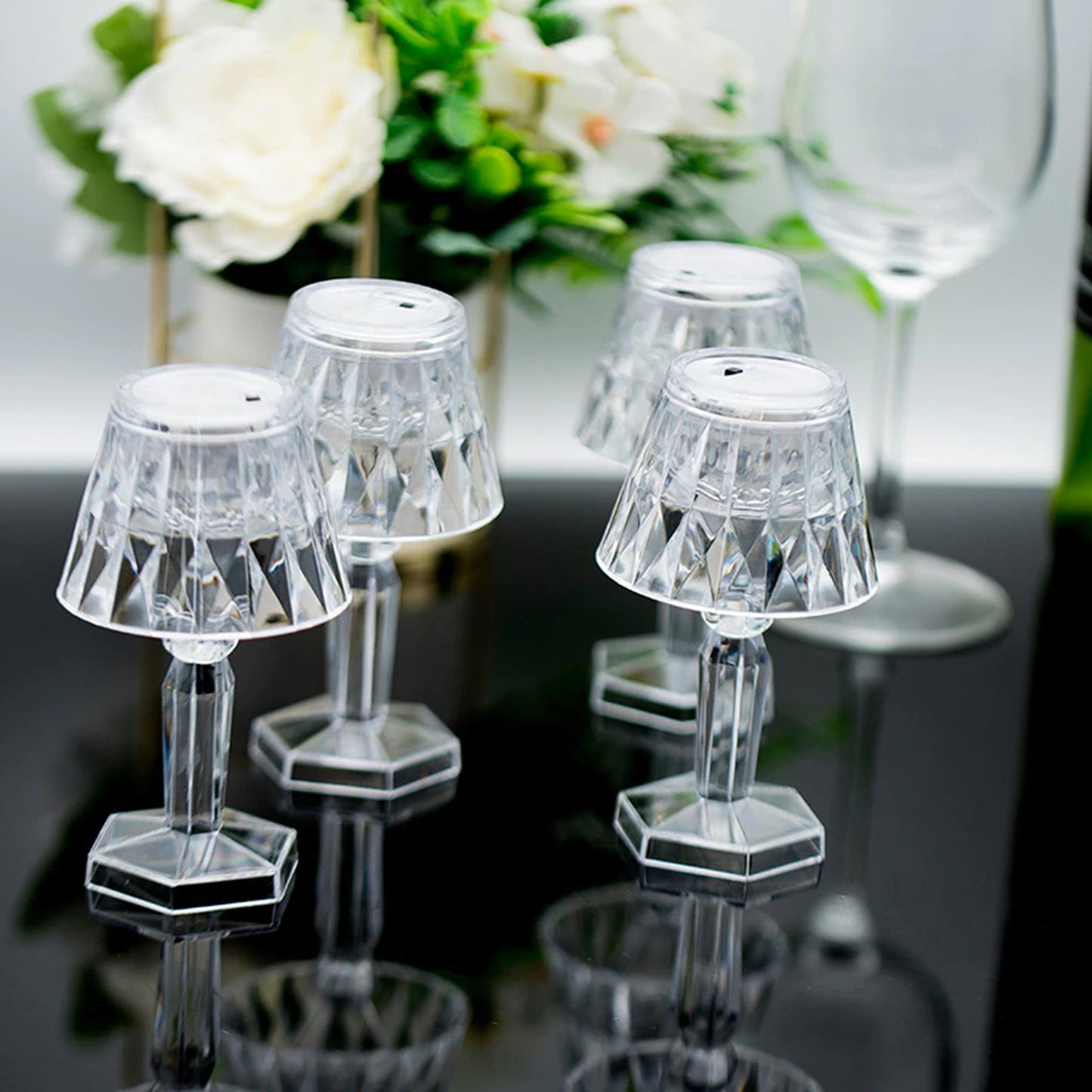 6610 2in1 Transparent Mini Crystal Table Lamp With Reflection Light - Fynkkart