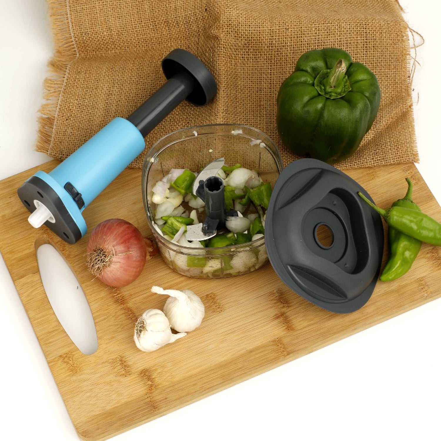 5902 Push Chopper Manual Food Chopper And Hand Push Vegetable Chopper Cutter Mixer Set For Kitchen With 3 Stainless Steel Blade. - Fynkkart