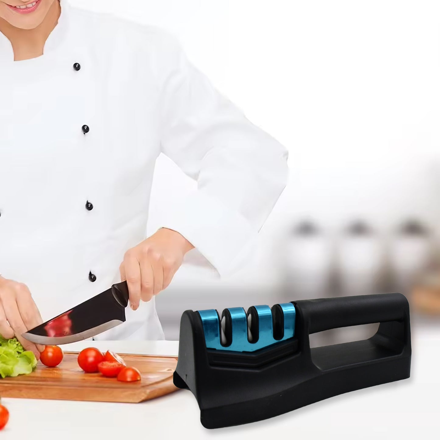 10020 Knife Sharpener For Kitchen  Knife Sharpener With Vegetable Chopper And Fish Scale Remover  Handheld Knives  Pocket Knife Sharpener  Knife Sharpener For Chefs  Serrated Knife (9in1) - Fynkkart