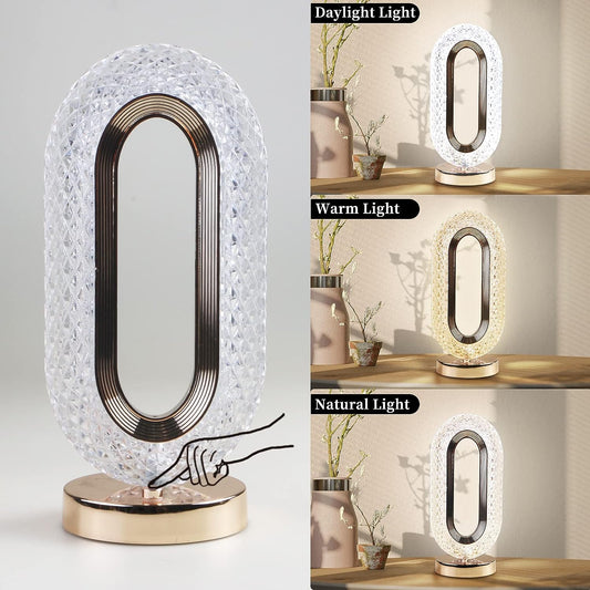 6878 Touch Control Crystal Table Desk Lamp 3-way Dimmable Light Usb Rechargeable Crystal Diamond Table Lamp Exquisite Night Stand Light Lamp Beside Lamp For Bedroom Living Room Decorative Des - Fynkkart