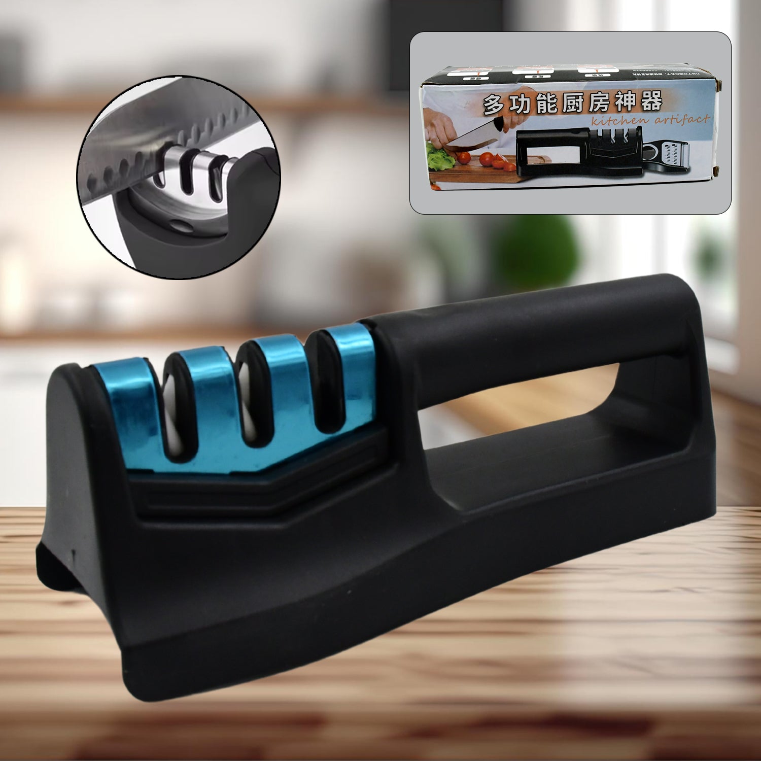 10020 Knife Sharpener For Kitchen  Knife Sharpener With Vegetable Chopper And Fish Scale Remover  Handheld Knives  Pocket Knife Sharpener  Knife Sharpener For Chefs  Serrated Knife (9in1) - Fynkkart