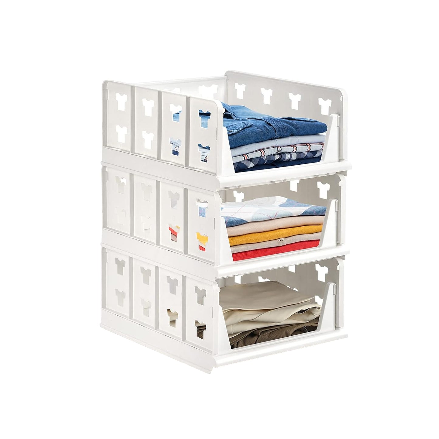3 Layer Stackable Multifunctional Storage for Clothes Foldable Drawer Shelf Basket Utility Cart Rack Storage Organizer Cart For Kitchen Pantry Closet Bedroom Bathroom Laundry(3 Layer 1 Pc) - Fynkkart