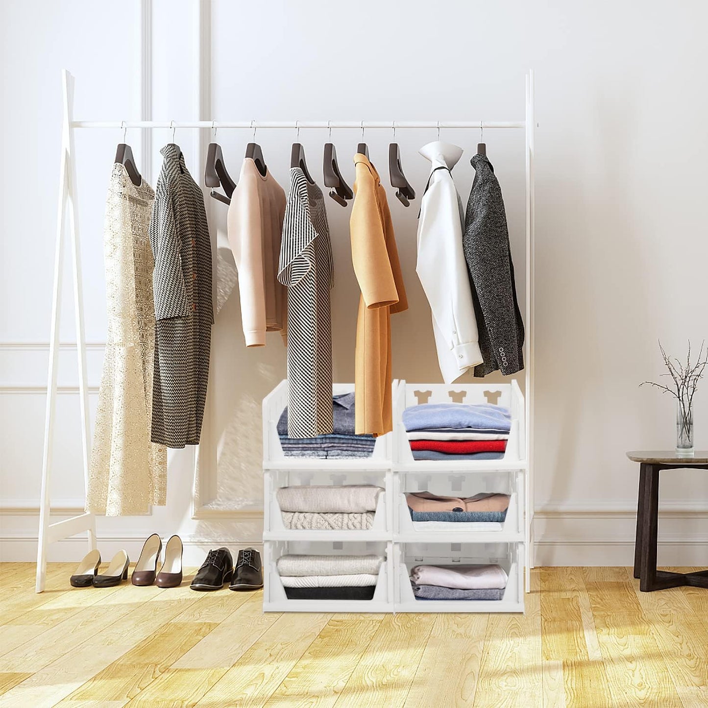 3 Layer Stackable Multifunctional Storage for Clothes Foldable Drawer Shelf Basket Utility Cart Rack Storage Organizer Cart For Kitchen Pantry Closet Bedroom Bathroom Laundry(3 Layer 1 Pc) - Fynkkart