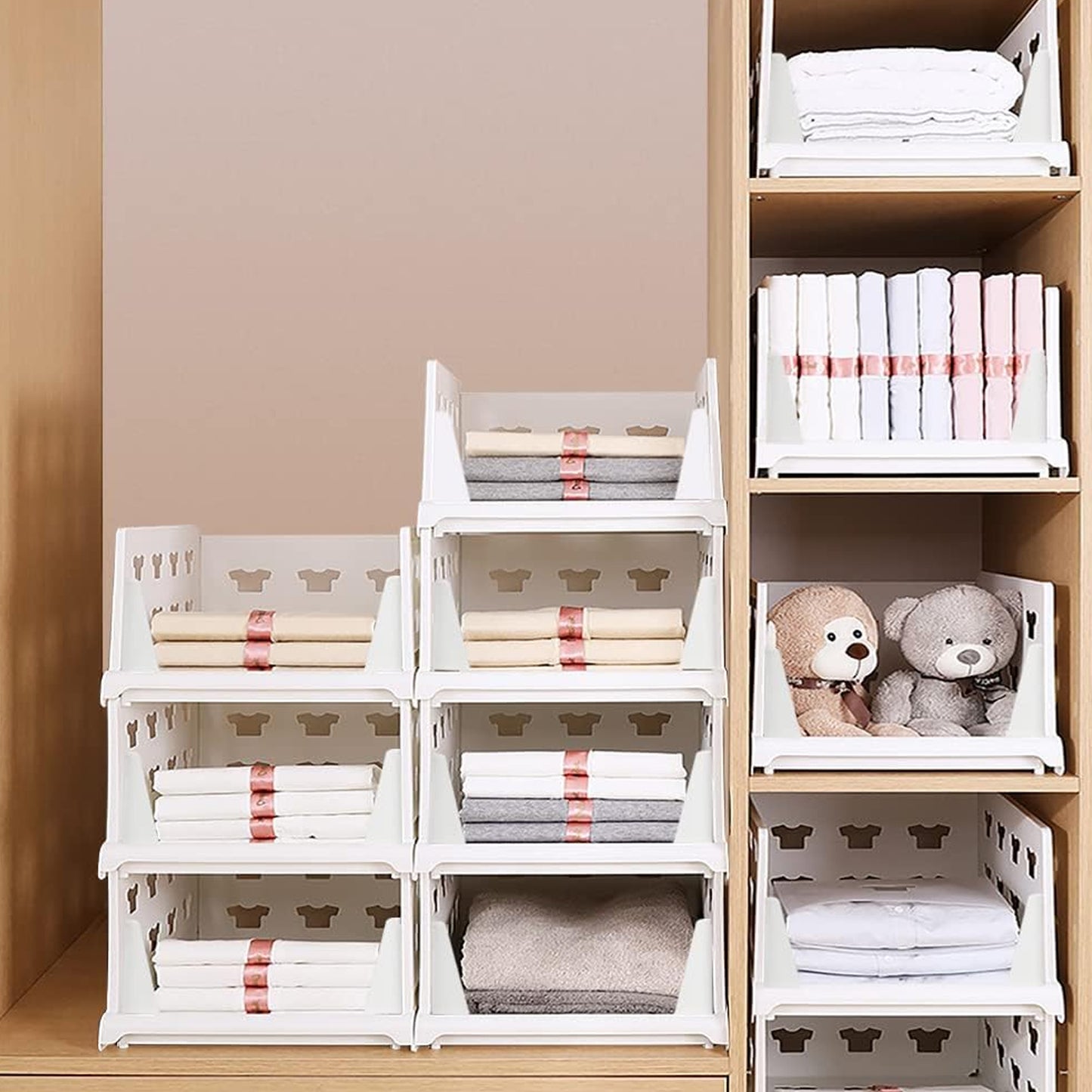 3 Layer Stackable Multifunctional Storage for Clothes Foldable Drawer Shelf Basket Utility Cart Rack Storage Organizer Cart For Kitchen Pantry Closet Bedroom Bathroom Laundry(3 Layer 1 Pc) - Fynkkart