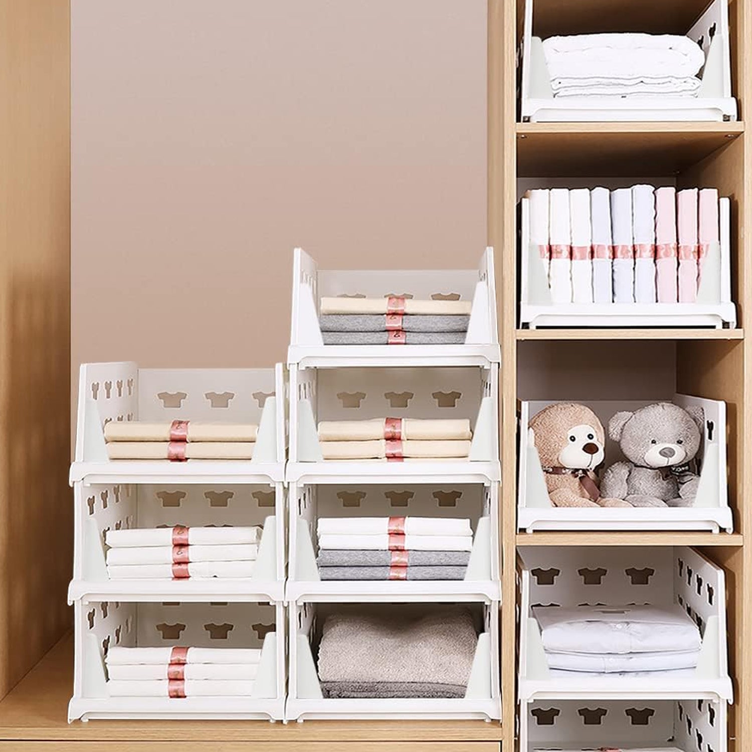3 Layer Stackable Multifunctional Storage for Clothes Foldable Drawer Shelf Basket Utility Cart Rack Storage Organizer Cart For Kitchen Pantry Closet Bedroom Bathroom Laundry(3 Layer 1 Pc) - Fynkkart