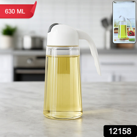 Kitchen Glass Oil Bottle Dispenser Automatic Opening Closing Home Bottles For Oil And Vinegar Honey Olive Oil Container (630ml) - Fynkkart