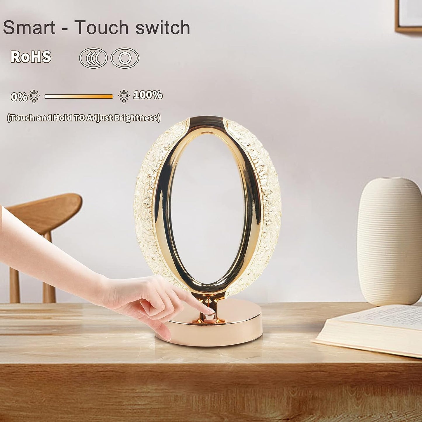 6878 Touch Control Crystal Table Desk Lamp 3-way Dimmable Light Usb Rechargeable Crystal Diamond Table Lamp Exquisite Night Stand Light Lamp Beside Lamp For Bedroom Living Room Decorative Des - Fynkkart
