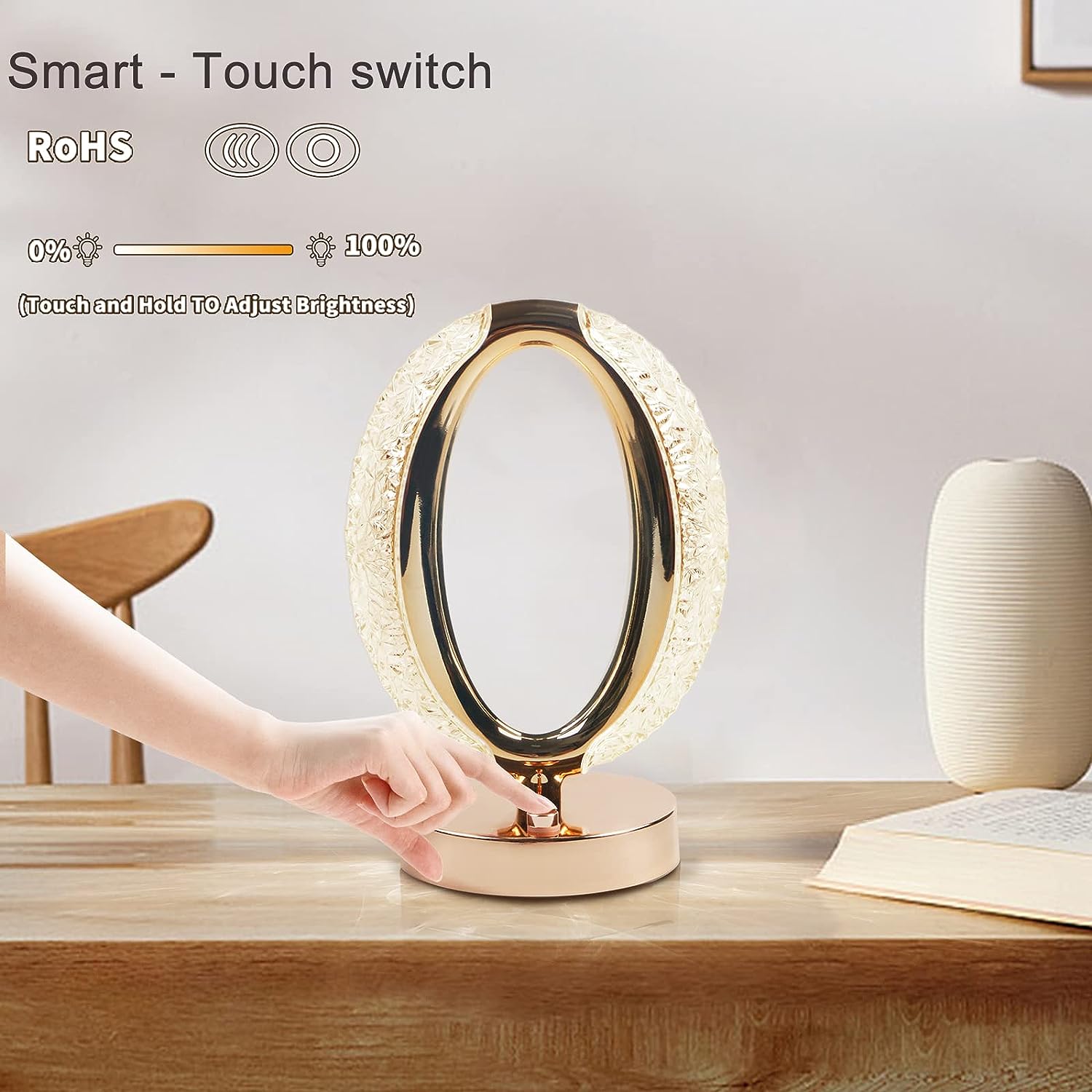 6878 Touch Control Crystal Table Desk Lamp 3-way Dimmable Light Usb Rechargeable Crystal Diamond Table Lamp Exquisite Night Stand Light Lamp Beside Lamp For Bedroom Living Room Decorative Des - Fynkkart