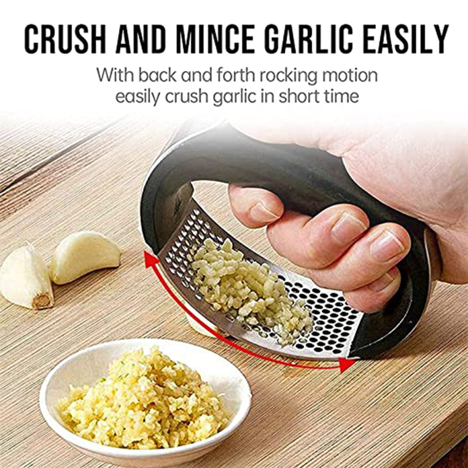 Multipurpose Garlic Presser Squeeze Press Crusher Stainless Steel Kitchen Tools Quick Handy Ginger Garlic Crusher - Fynkkart