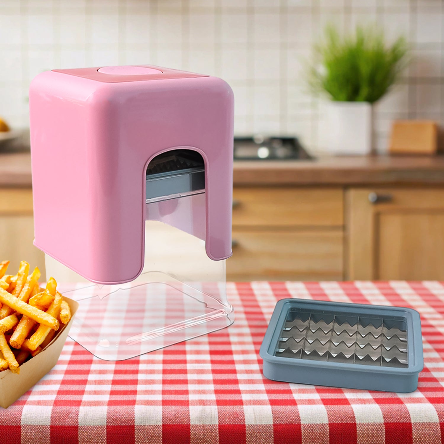 Apex Heavy Duty Potato Chipser  Vegetable Chopper With Dual Blade Set - Fynkkart