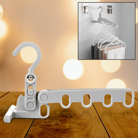 5holes Foldable Clothes Hanger Travel Clothes Hanger Multifunctional Clothes Hanger Space-saving Wall Holder Clothes Rack Robust Clothes Hanger For Travel Indoors. - Fynkkart
