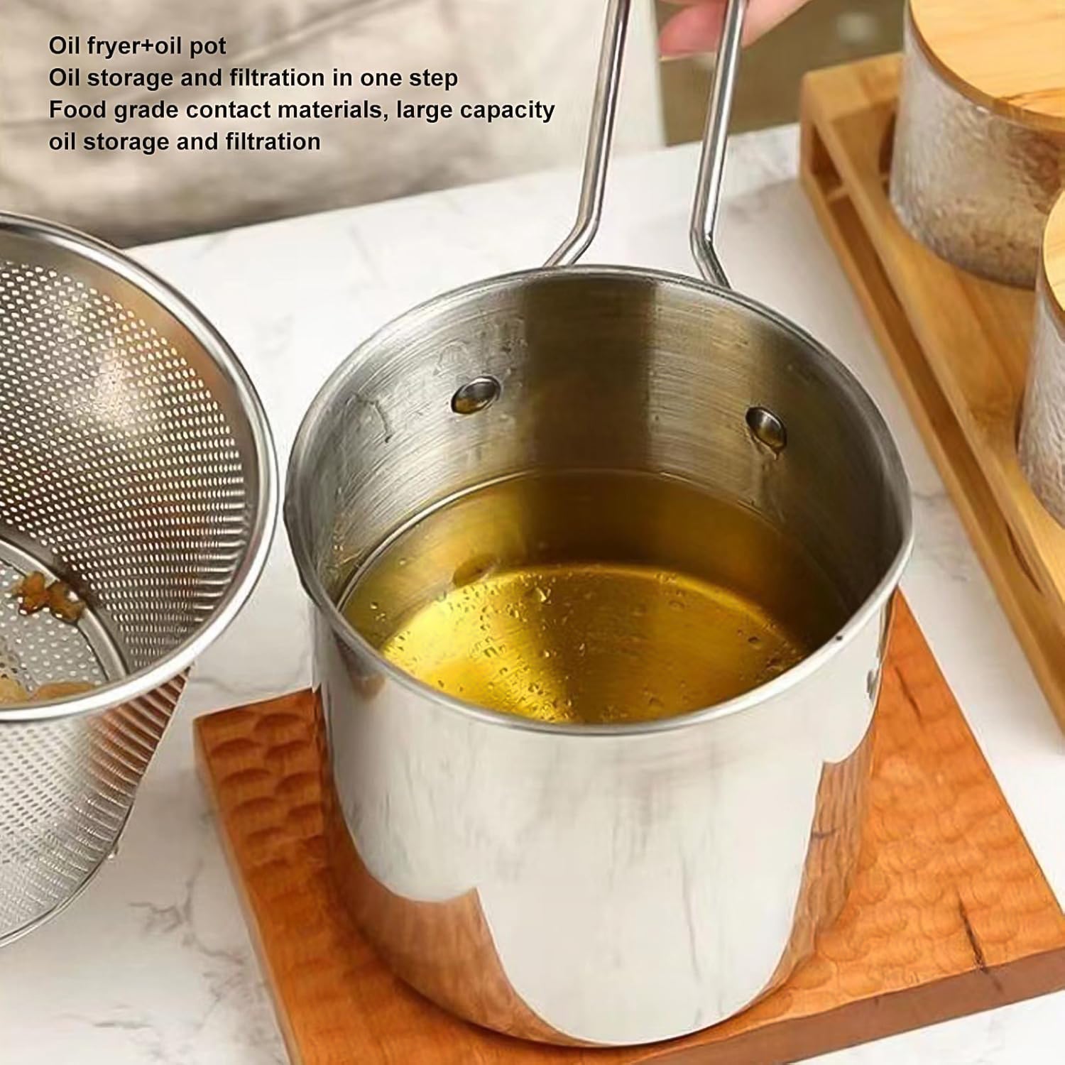 Small Deep Frying Pot With Strainer Basket (2 Pc Set) - Fynkkart