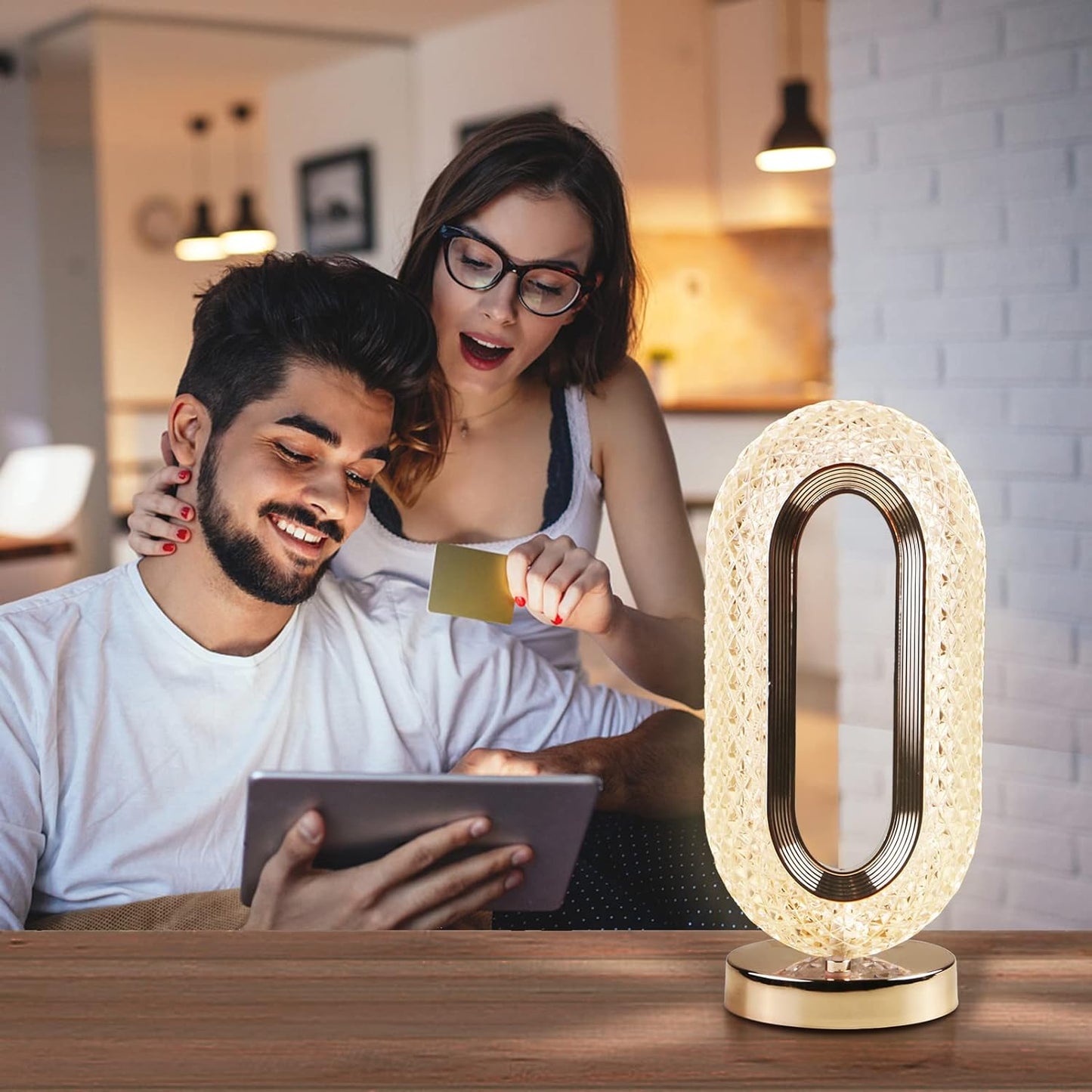 6878 Touch Control Crystal Table Desk Lamp 3-way Dimmable Light Usb Rechargeable Crystal Diamond Table Lamp Exquisite Night Stand Light Lamp Beside Lamp For Bedroom Living Room Decorative Des - Fynkkart