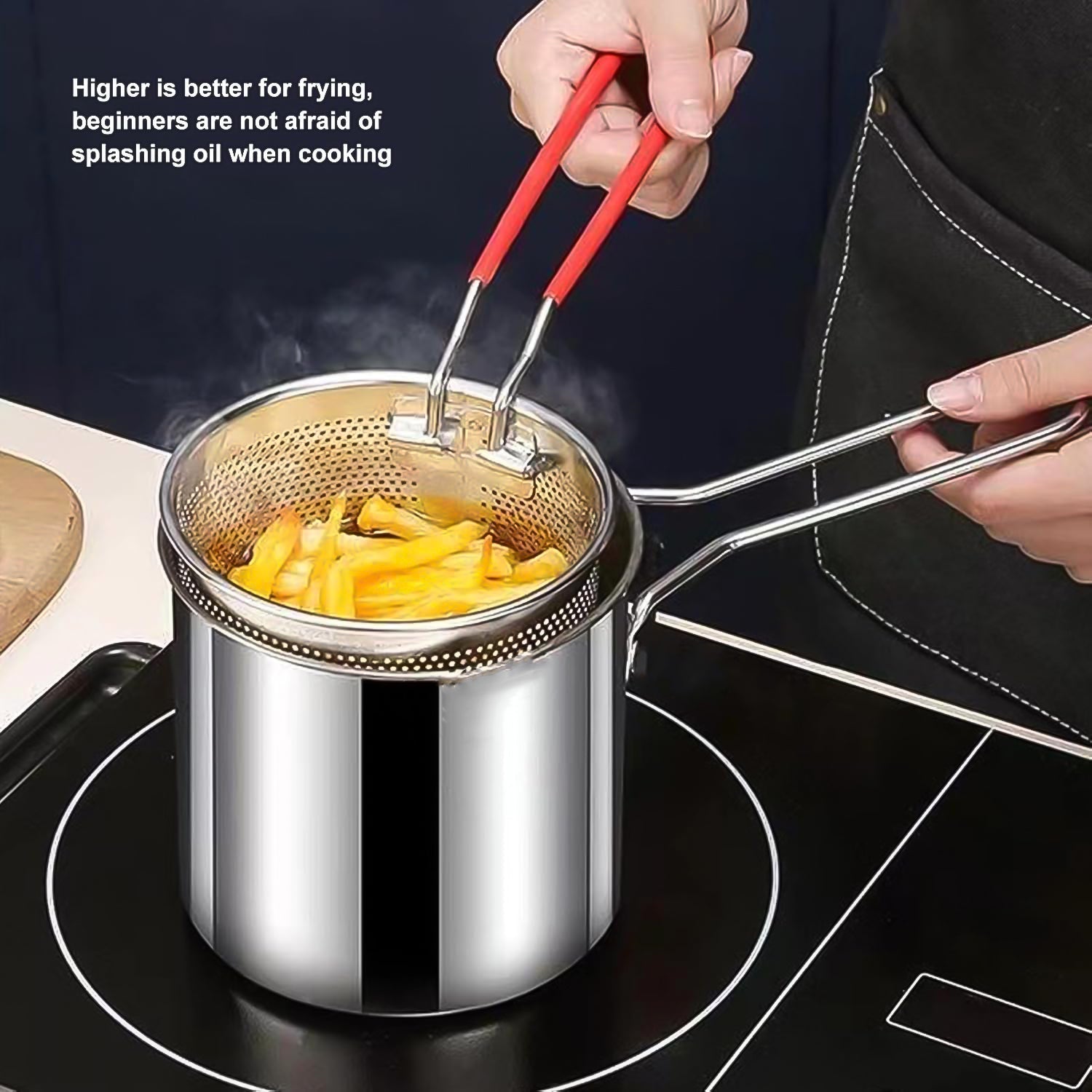 Small Deep Frying Pot With Strainer Basket (2 Pc Set) - Fynkkart