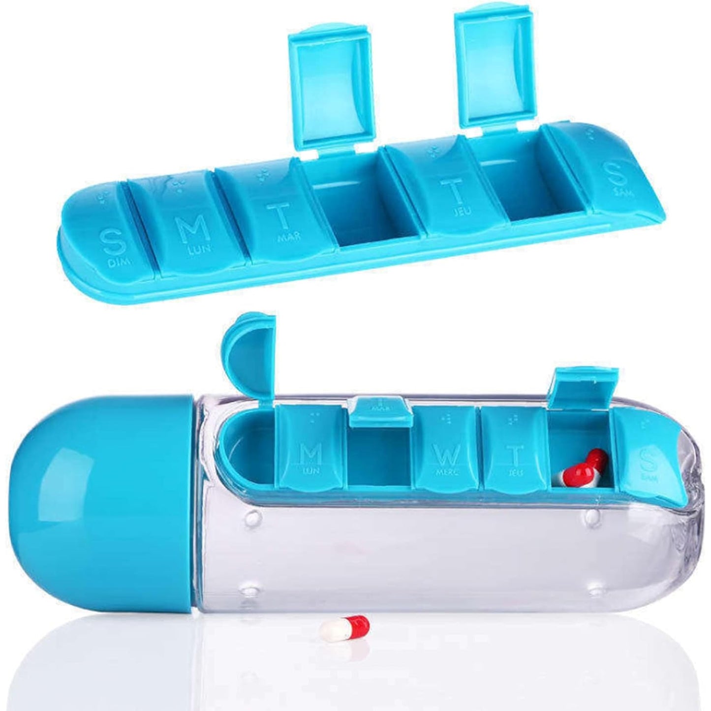 Pill Vitamin Bottle Water Bottle Multi Functional Use For Traveling  Outdoor Use Water Bottle Travelling Kit Summer Special Bottle (600 Ml   Mix Color )