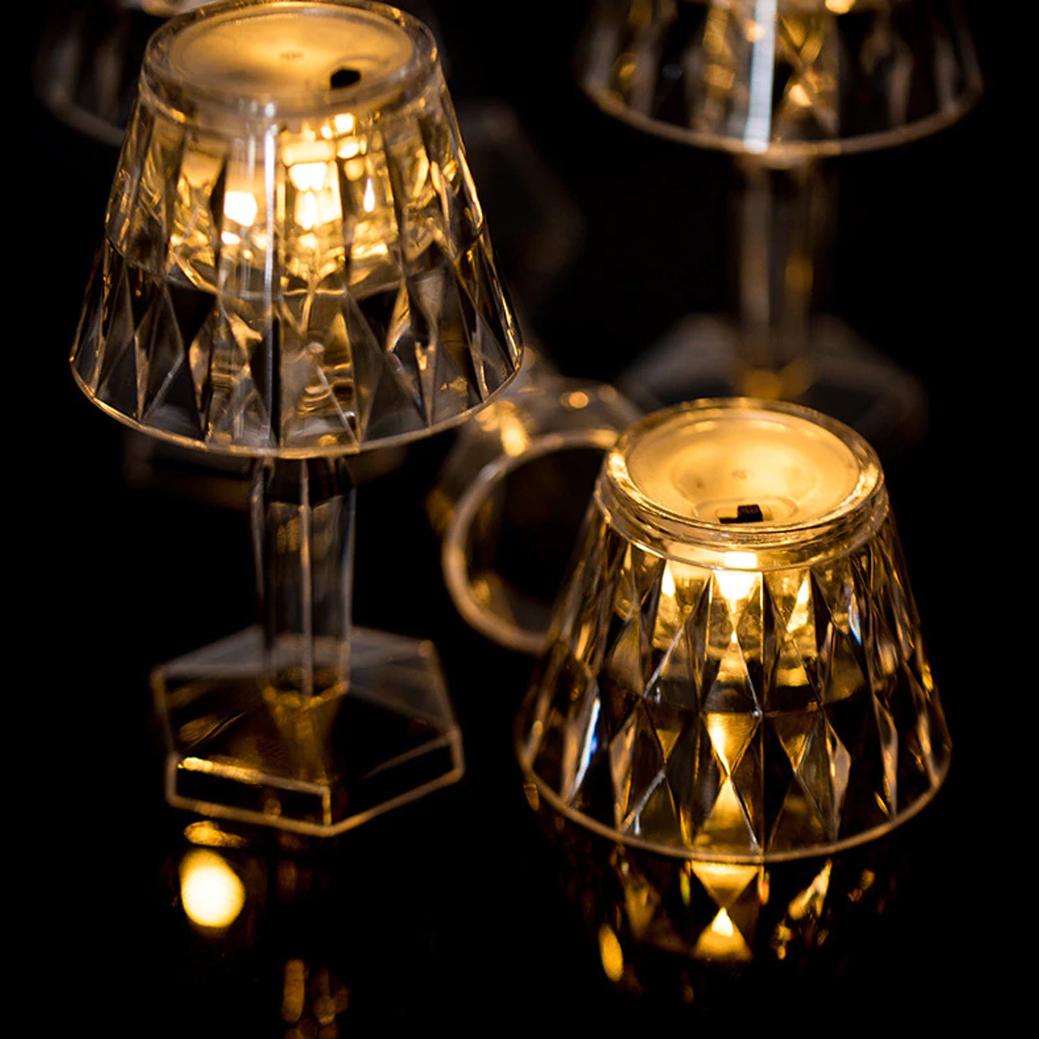 6610 2in1 Transparent Mini Crystal Table Lamp With Reflection Light - Fynkkart