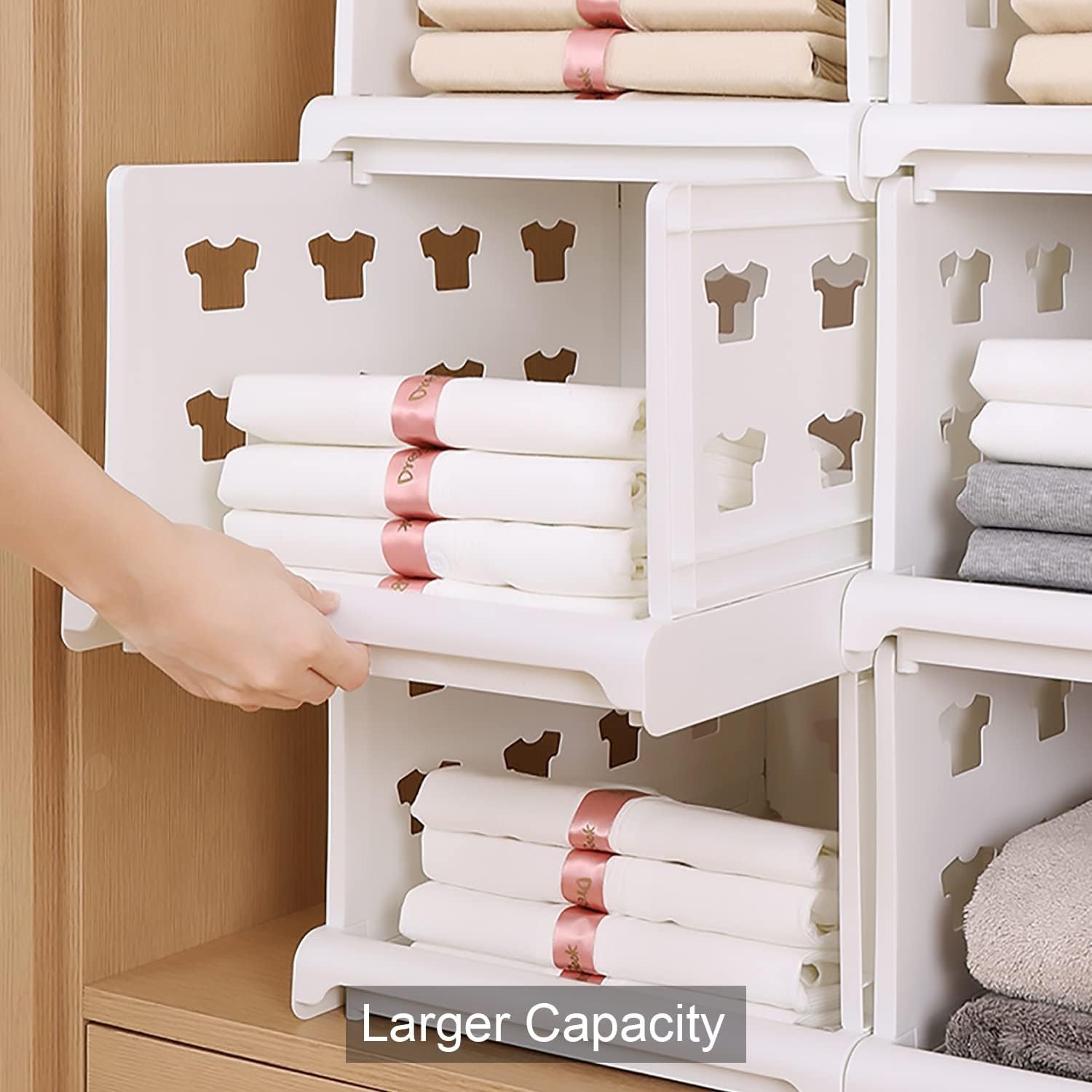 3 Layer Stackable Multifunctional Storage for Clothes Foldable Drawer Shelf Basket Utility Cart Rack Storage Organizer Cart For Kitchen Pantry Closet Bedroom Bathroom Laundry(3 Layer 1 Pc) - Fynkkart