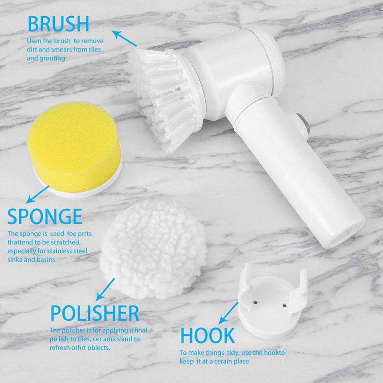 6329 5in1 Home Kitchen Electric Cleaning Brush Electric Spin Scrubber - Fynkkart